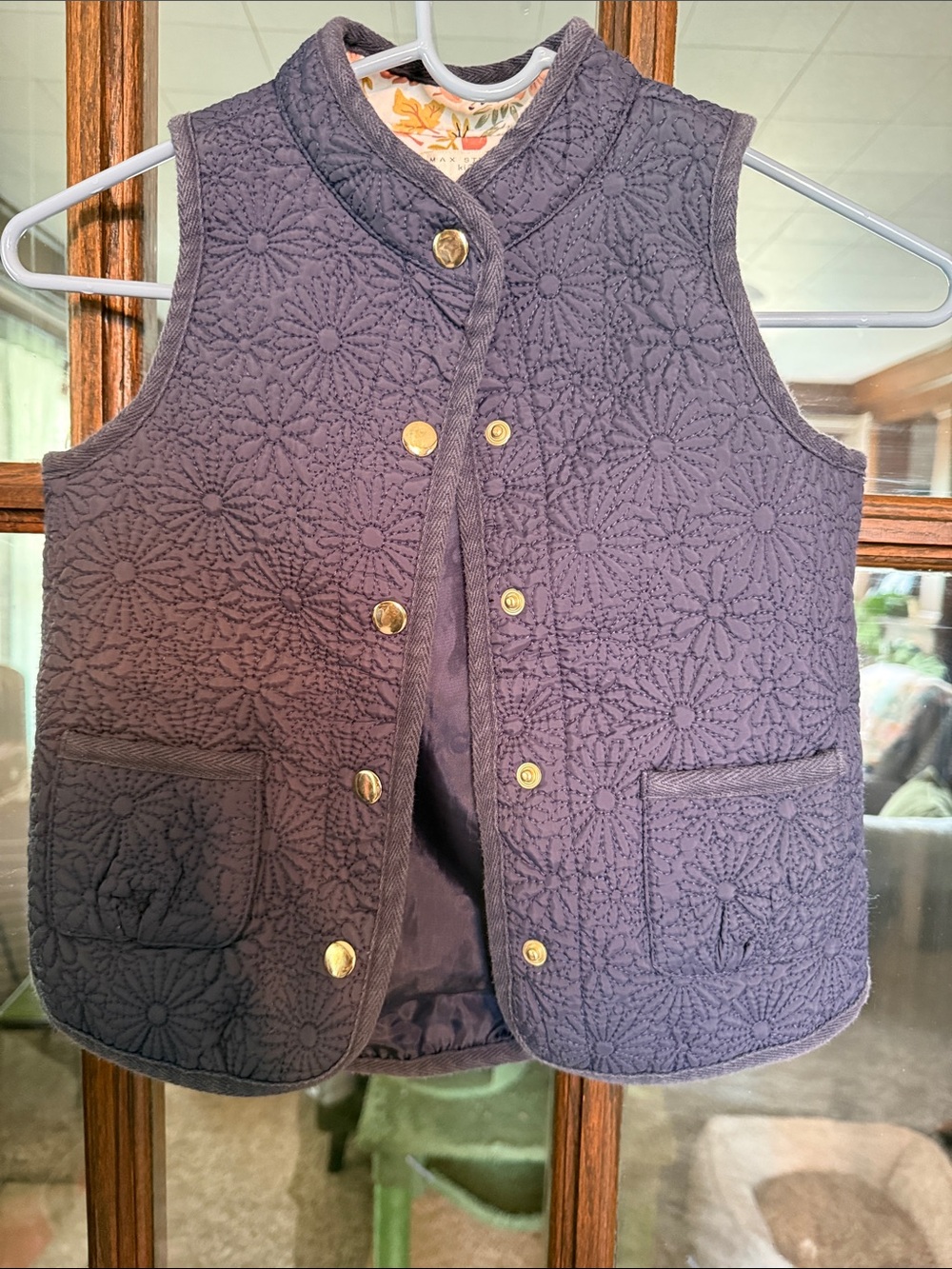 Max Studio Quilted Lavender Floral Snap-Front Vest